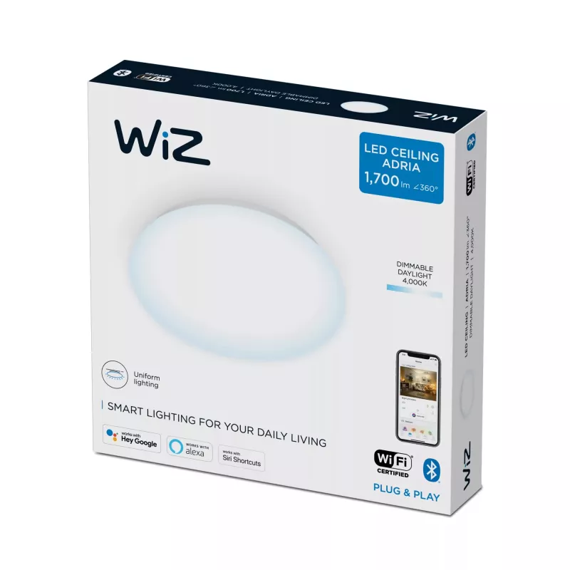 Smart ceiling light Signify WiZ Adria 17 W — Wi‑Fi/Bluetooth, 320×320×68 mm, white