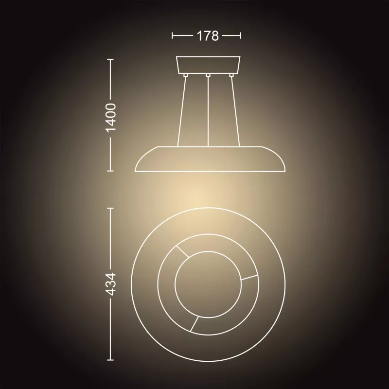 Smart suspension light Philips Hue White ambience Amaze — Bluetooth, 24V, 434×77 mm, white