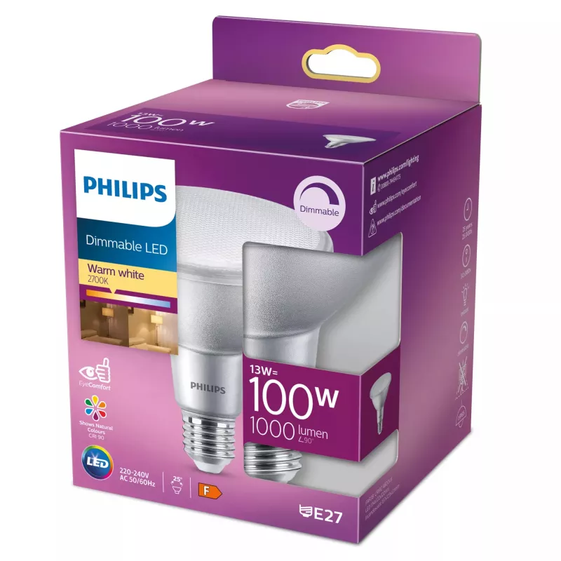 Philips Reflector 100W PAR38 E27, 13 W, 100 W, E27, 1000 lm, 25000 h, Warm white