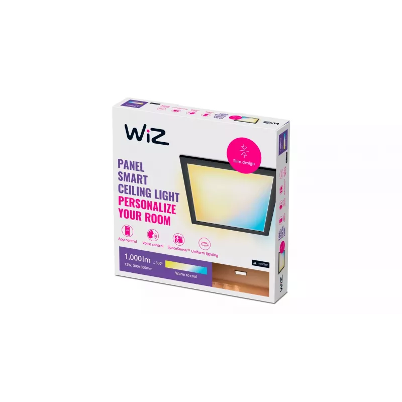 Ceiling/Surface LED panel Signify WiZ A Bluetooth 12 W 300×300×42 mm black 220–240 V