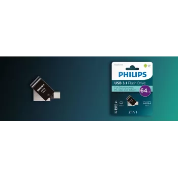 Philips FM64DC152B/00 USB flash drive 64 GB USB Type-C 3.2 Gen 1 (3.1 Gen 1) Black
