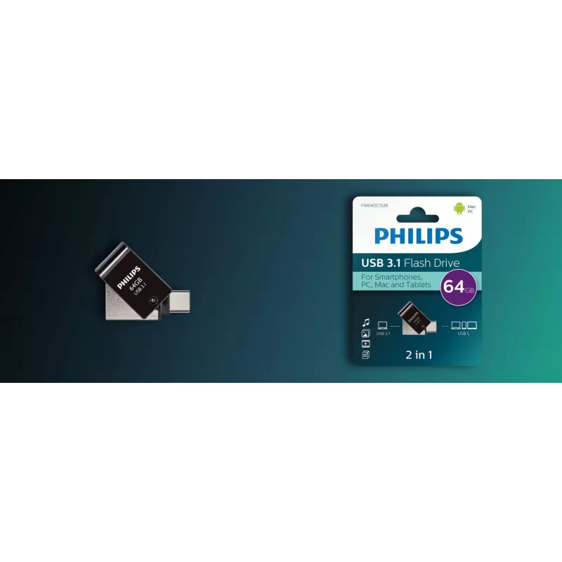 Philips FM64DC152B/00 USB flash drive 64 GB USB Type-C 3.2 Gen 1 (3.1 Gen 1) Black