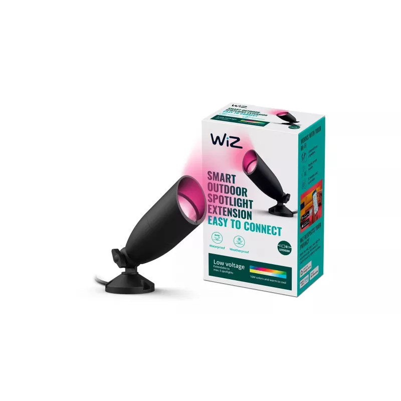 Smart wall light Signify WiZ Ground Spot Extension — black, LED, 12 V, 74×202×3000 mm