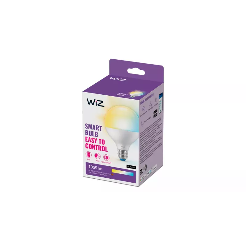 WiZ Globe 75W G95 E27, Smart bulb, Wi-Fi/Bluetooth, White, Wi-Fi 4 (802.11n), 802.11b, 802.11g, LED, E27