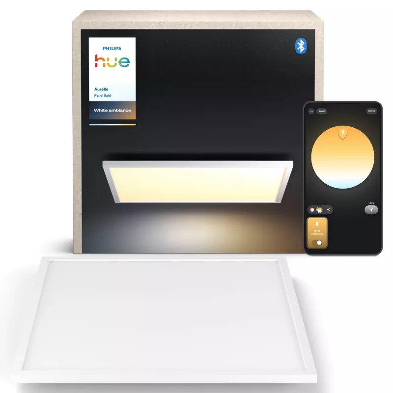 Philips Aurelle Square Panel Light, Smart ceiling light, Bluetooth/Zigbee, White, LED, Aluminium, Variable