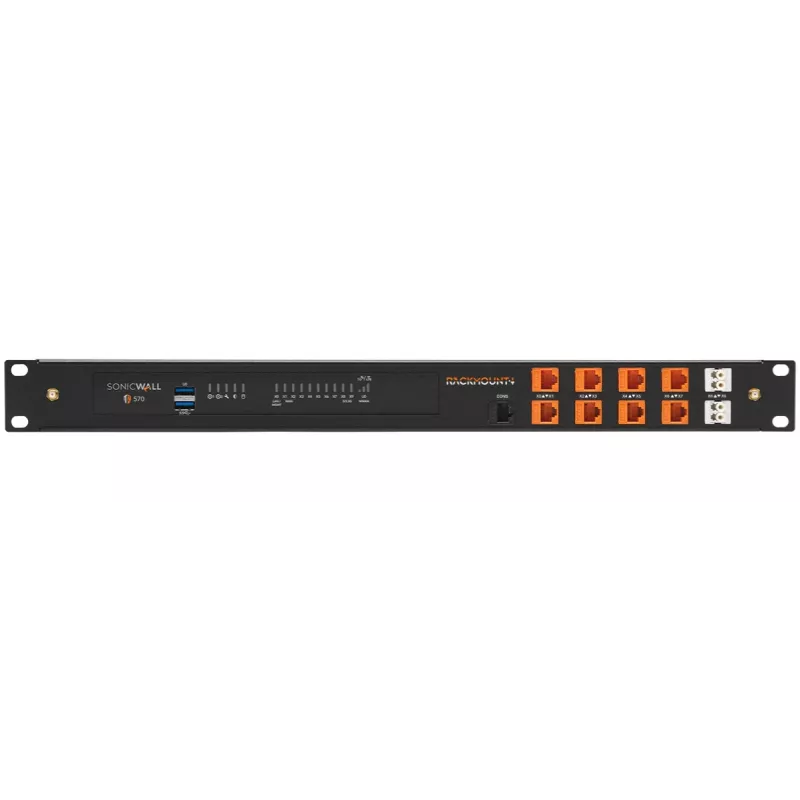 Rackmount IT rack mount kit for SonicWall TZ570W RM-SW-T12 1U — compatible 1U rack installation