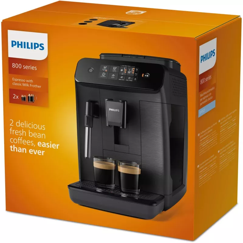 Espresso machine Philips 800 series EP0820/00 — fully automatic, 1.8 L tank, built-in ceramic grinder 275 g, 15 bar, black
