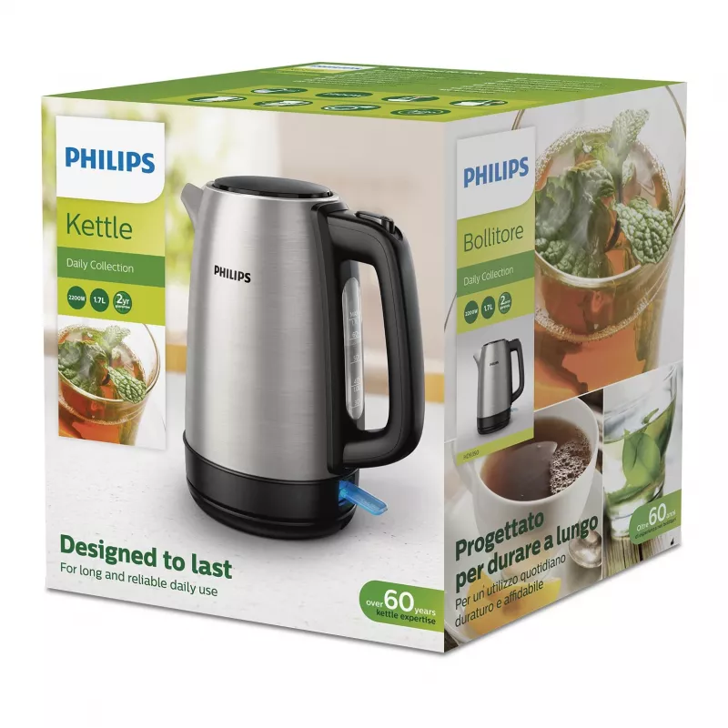 Philips Daily Collection HD9350/94 electric kettle 1.7 L 2020 W Black, Stainless steel