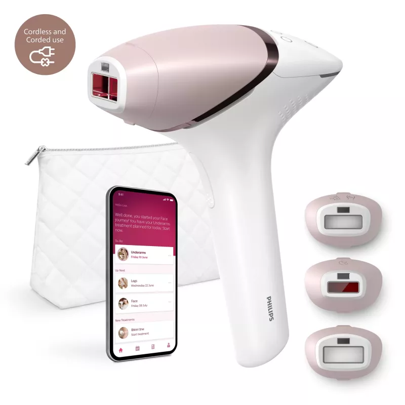 IPL hair removal device Philips Lumea 9000 Series BRI955/01 — SenseIQ, battery, gold/white, full leg 8.5 min