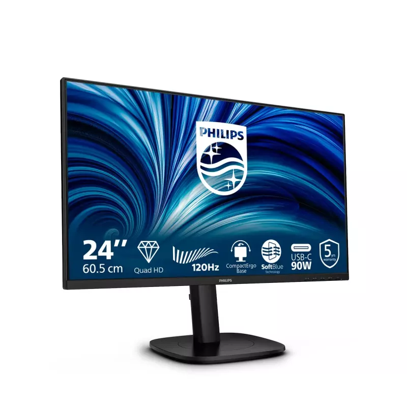Monitor Philips 24B2U3601 23.8 inch (60.5 cm) IPS Quad HD 2560x1440, USB 3.2 hub, USB-C, speakers, height adjustable, VESA, Black