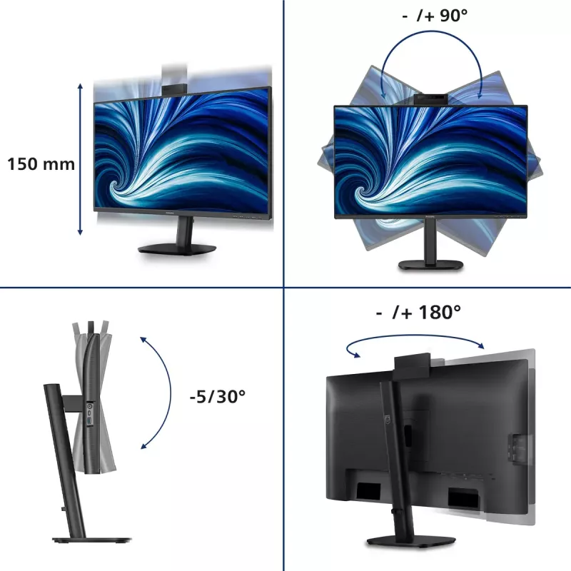 Computer monitor Philips 27B2N3500JH 27 inch (68.6 cm) IPS LCD Quad HD 2560×1440, 4 ms, 350 cd/m², USB hub, speakers, VESA, black