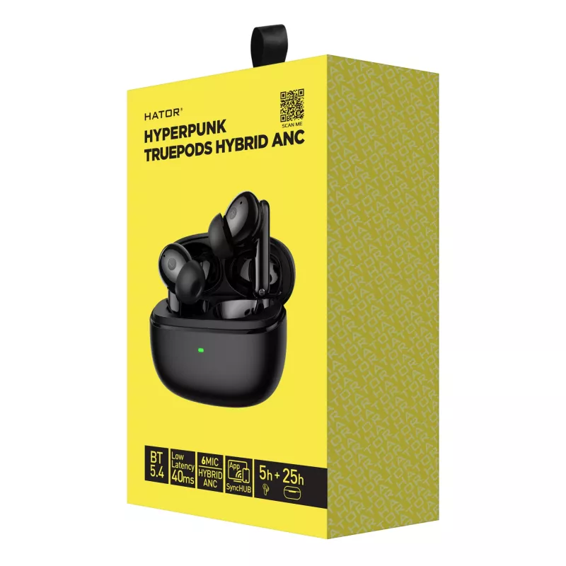 HATOR Hyperpunk Truepods Hybrid ANC Headset True Wireless Stereo (TWS) In-ear Calls/Music Bluetooth Black