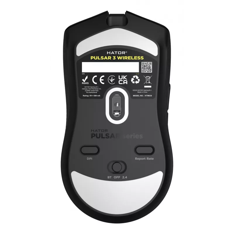 HATOR Pulsar 3 Wireless, black - Optical Yellow 100M Switches PixArt PMW 3311 (HTM630)