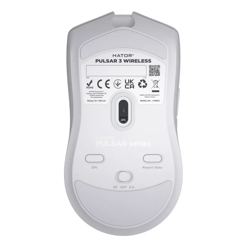 HATOR Pulsar 3 Wireless, white - Optical Yellow 100M Switches PixArt PMW 3311 (HTM631)