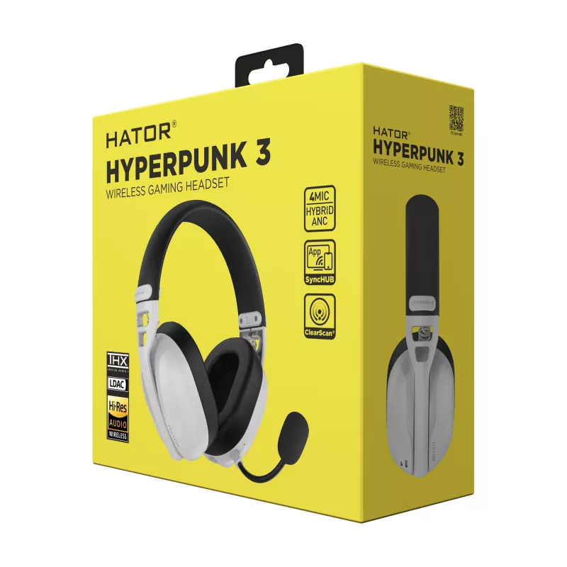HATOR Hyperpunk 3 Wireless Headset Wired & Wireless Head-band Gaming USB Type-C / USB Type-A Bluetooth White