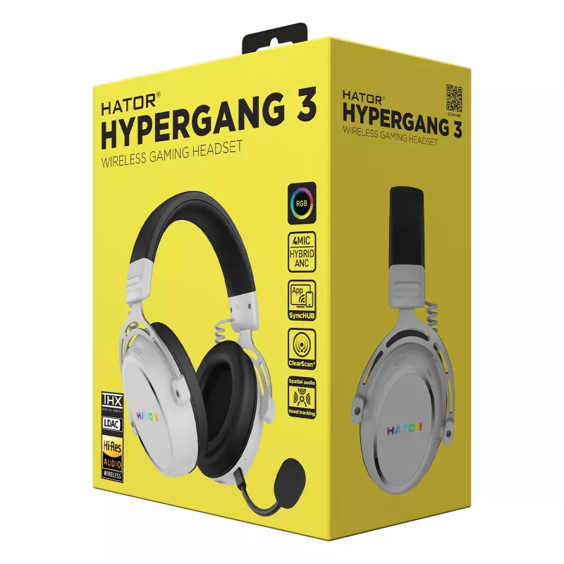 HATOR Hypergang 3 Wireless Headset Head-band Gaming USB Type-C / USB Type-A Bluetooth White