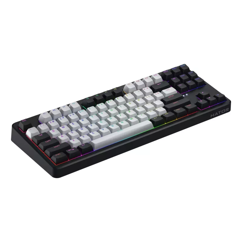 HATOR Rockfall 3 TKL Wireless, black, QMK/VIA, OMA profile white-black keycaps Keyboard - linear mechanical hotswap switches - US - ANSI Layout (HTK850)