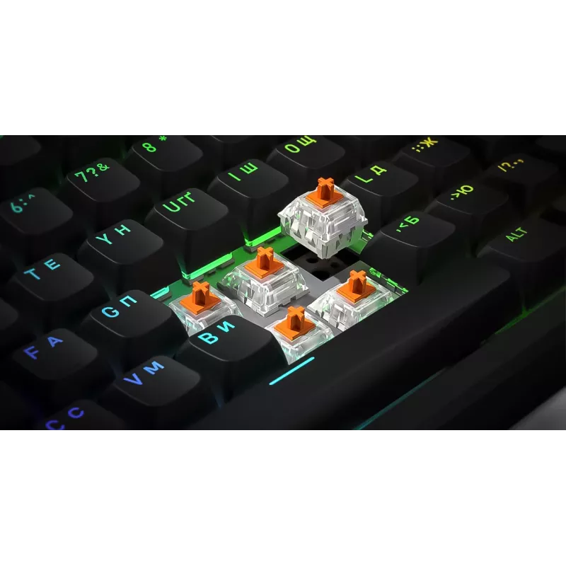 HATOR Rockfall 3 TKL Wireless, black, QMK/VIA, OMA profile white-black keycaps Keyboard - linear mechanical hotswap switches - US - ANSI Layout (HTK850)