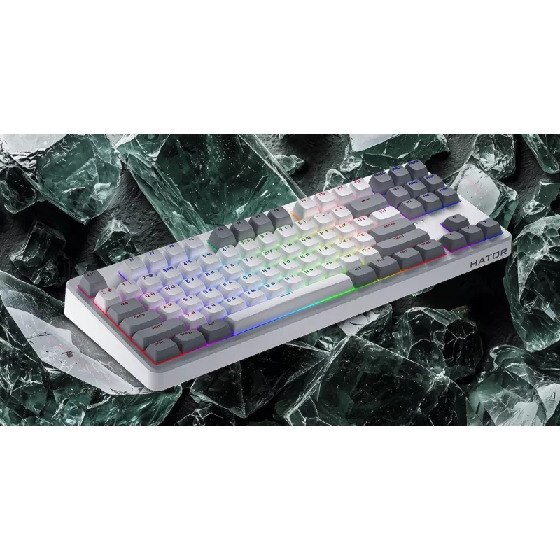 HATOR Rockfall 3 TKL Wireless, black, QMK/VIA, OMA profile white-black keycaps Keyboard - linear mechanical hotswap switches - US - ANSI Layout (HTK850)