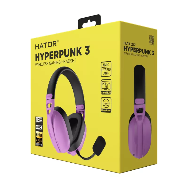 HATOR Hyperpunk 3 Wireless Headset Wired & Wireless Head-band Gaming USB Type-C / USB Type-A Bluetooth Violet