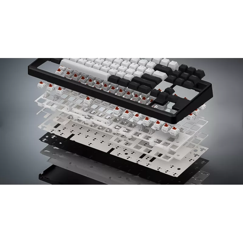 HATOR Rockfall 3 TKL Wireless, white, QMK/VIA, OMA profile white-black keycaps Keyboard - linear mechanical hotswap switches - US - ANSI Layout
