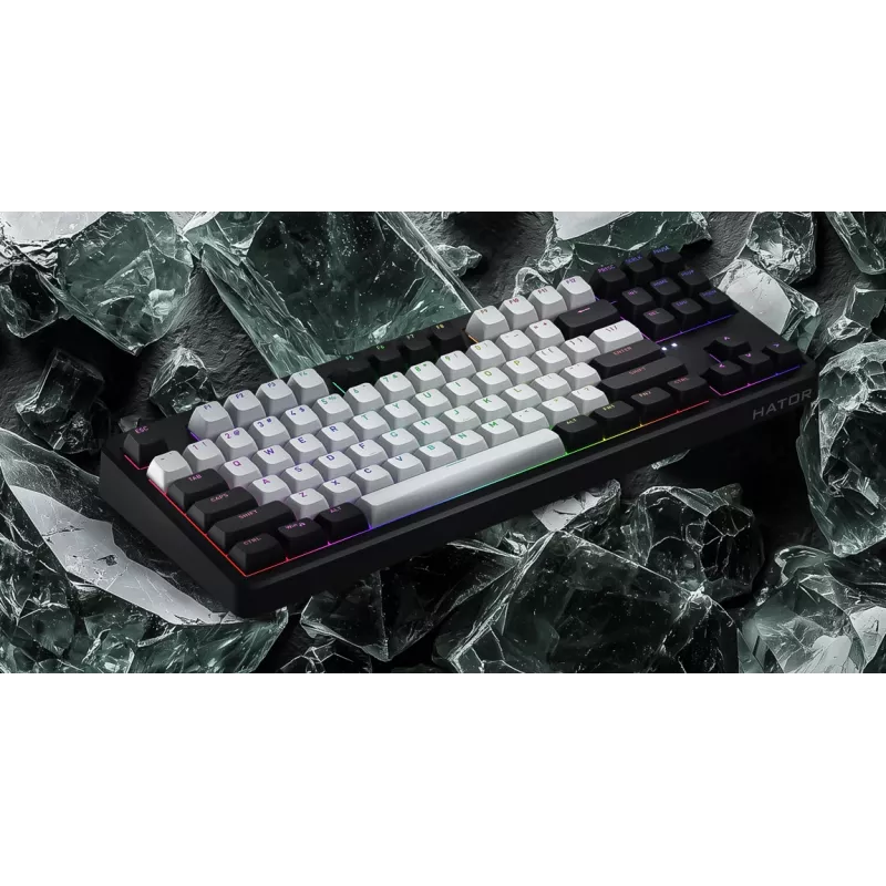 HATOR Rockfall 3 TKL Wireless, white, QMK/VIA, OMA profile white-black keycaps Keyboard - linear mechanical hotswap switches - US - ANSI Layout
