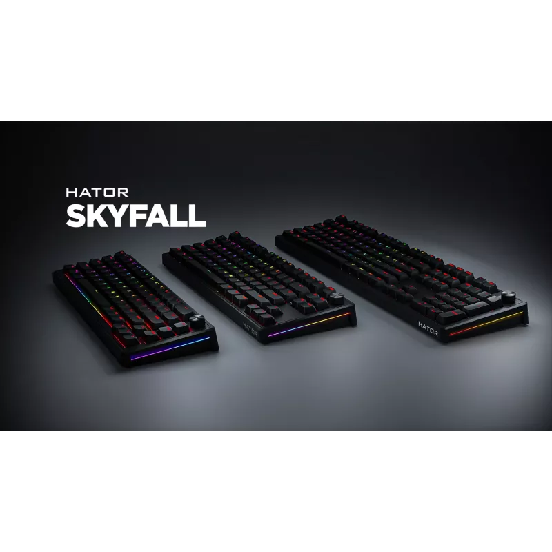 HATOR Skyfall 65 Wired, Mechanical, USB-C, Aurum Sterling, 70M clicks, RGB, Black, 790g