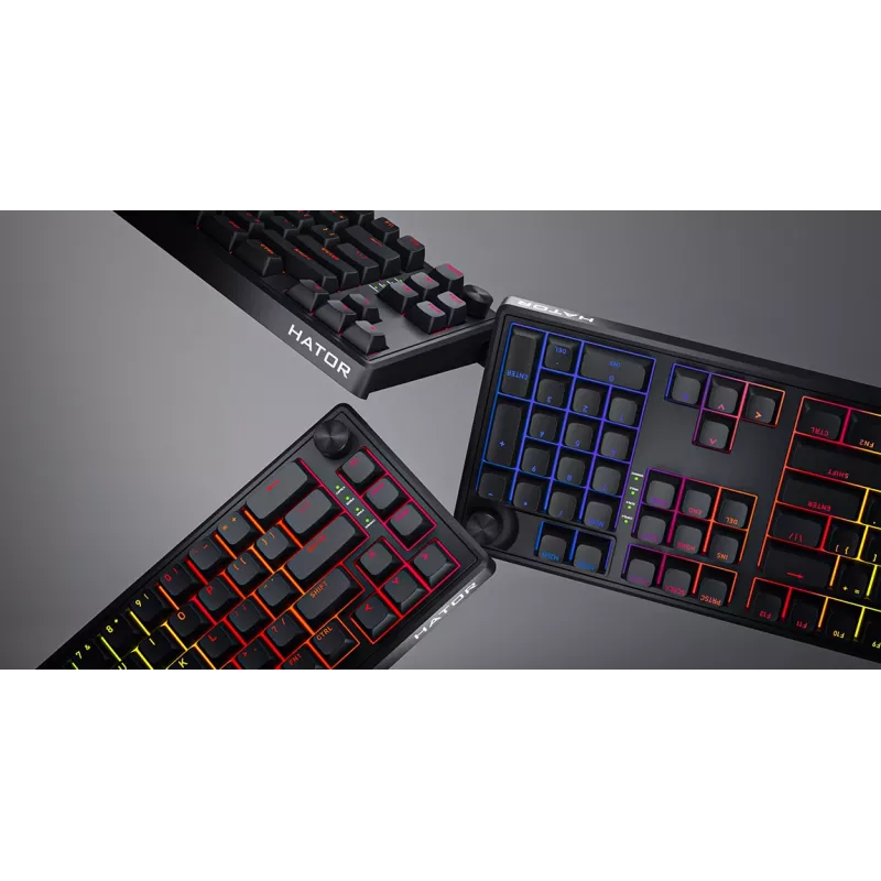 HATOR Skyfall 65 Wired, Mechanical, USB-C, Aurum Sterling, 70M clicks, RGB, Black, 790g