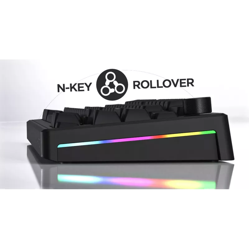 HATOR Skyfall 65 Wired, Mechanical, USB-C, Aurum Sterling, 70M clicks, RGB, Black, 790g