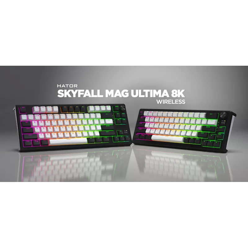 HATOR Skyfall 65 MAG ULTIMA 8K wireless keyboard Gaming USB + RF Wireless + Bluetooth QWERTY US English Black, White