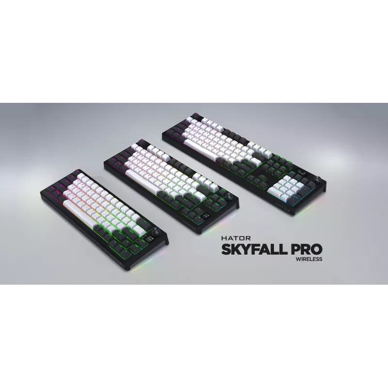 HATOR Skyfall Pro Wireless 100 keyboard Gaming USB + RF Wireless + Bluetooth QWERTY US English Black, Grey