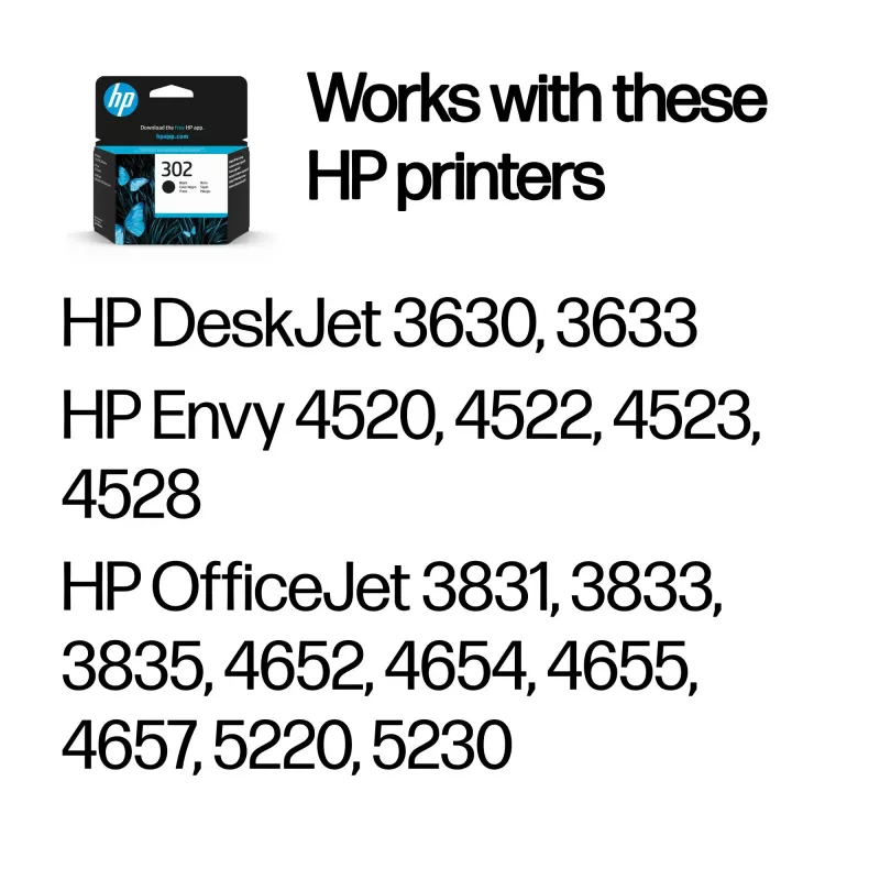 HP 302 Black Original Ink Cartridge, Black, 1 pc(s), 170 pages