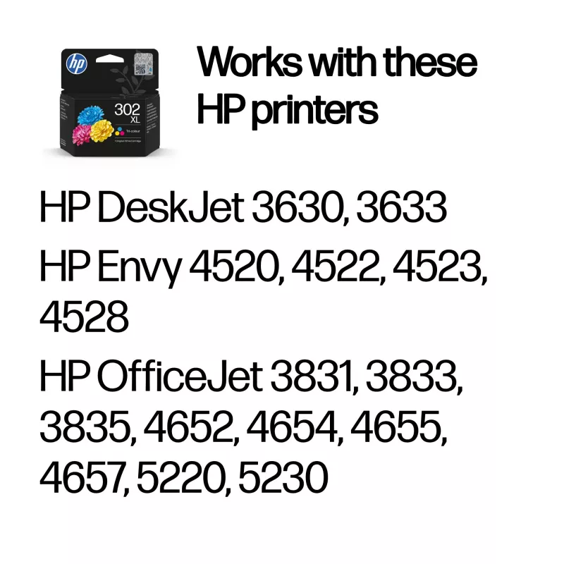 HP 302XL High Yield Tri-color Original Ink Cartridge, Cyan, Magenta, Yellow, 1 pc(s), 300 pages
