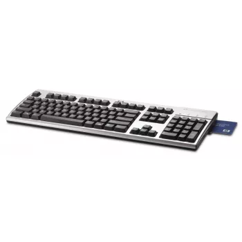 HP Smart Card CCID Keyboard, Full-size (100%), Wired, USB, Mechanical, Black, Silver