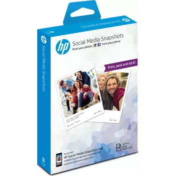 HP Social Media Snapshots Removable Sticky Photo Paper-25 sht/10 x 13 cm White Semi-gloss