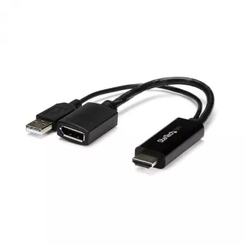 StarTech.com HDMI to DisplayPort Adapter - 4K 30Hz, 3840 x 2160 pixels, 1080p, 720p, 120 Hz, Black, MegaChips - STDP2600, Active video converter