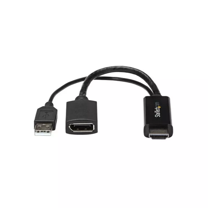 StarTech.com HDMI to DisplayPort Adapter - 4K 30Hz, 3840 x 2160 pixels, 1080p, 720p, 120 Hz, Black, MegaChips - STDP2600, Active video converter