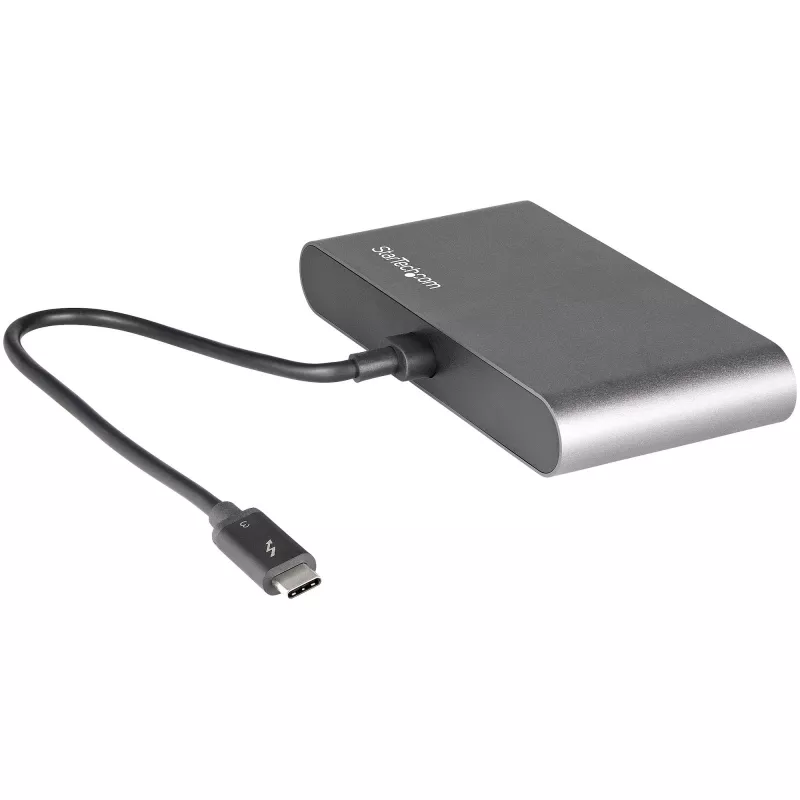 StarTech.com Dual-Monitor Thunderbolt Mini Dock, 4K 60Hz DisplayPort, Driverless Hub for Windows & Mac, Gigabit Ethernet, 1x USB-A (USB 5Gbps), 11in (28cm) Cable