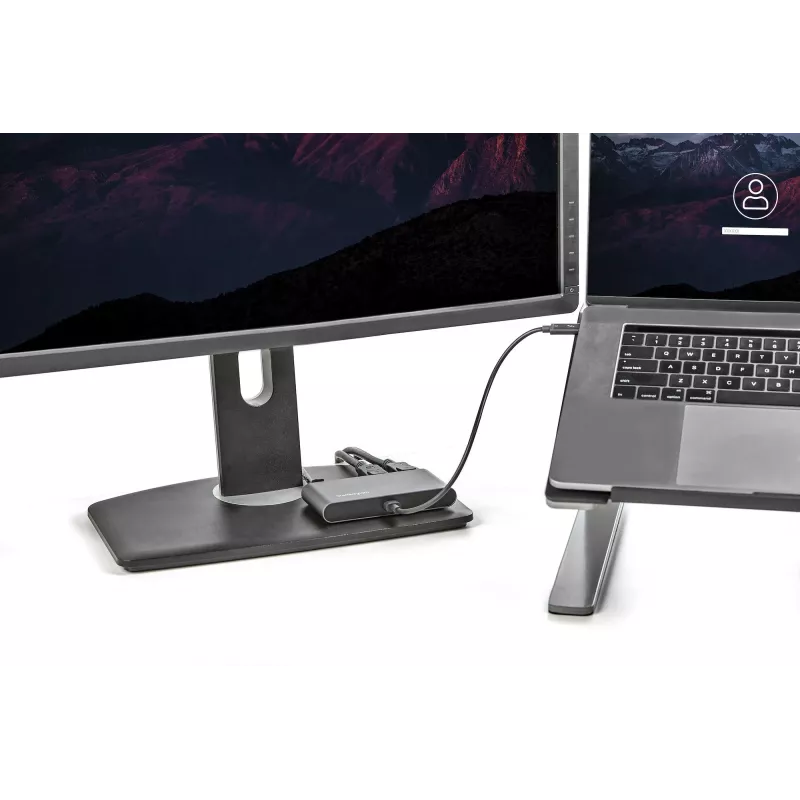 StarTech.com Dual-Monitor Thunderbolt Mini Dock, 4K 60Hz DisplayPort, Driverless Hub for Windows & Mac, Gigabit Ethernet, 1x USB-A (USB 5Gbps), 11in (28cm) Cable