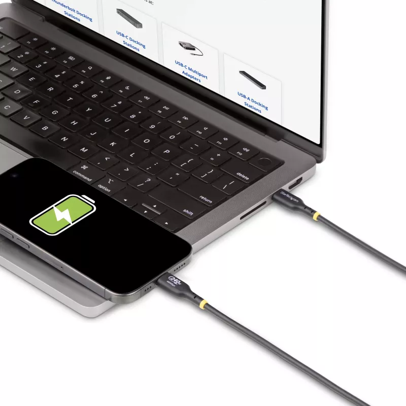 StarTech.com 3m USB-C Charging Cable, USB-IF Certified USB C Cable, 240W PD EPR, USB 2.0 Type-C Laptop Charger Cord, USB-C Data Transfer Cable, TPE Jacket, M/M
