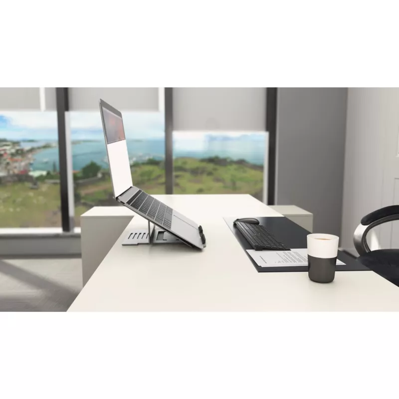 Kensington Easy Riser Aluminium Laptop Riser, Laptop stand, Silver, Aluminium, Silicone, Steel, 40.6 cm (16 inch), 5 kg, 86 - 118 mm