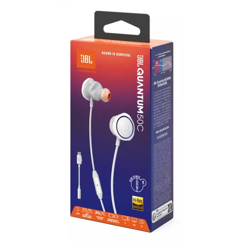 JBL Quantum 50C Headset Wired In-ear Gaming White