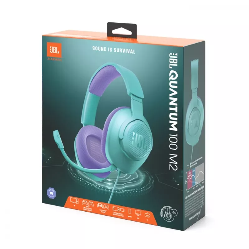 JBL Quantum 100M2 Headset Wired Head-band Gaming Cyan