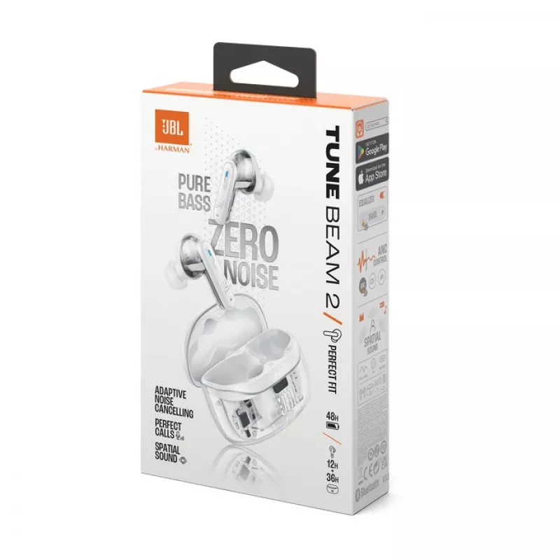 JBL Tune Beam 2 Ghost Edition Headset Wireless In-ear Music/Everyday Bluetooth White