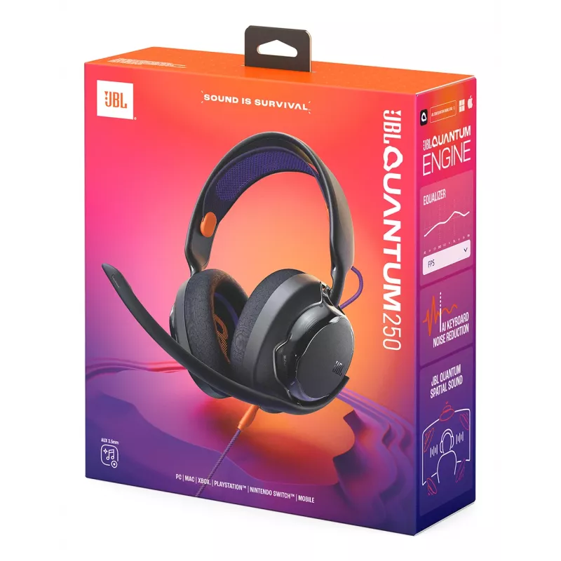JBL Quantum 250 Headset Wired Head-band Gaming Black
