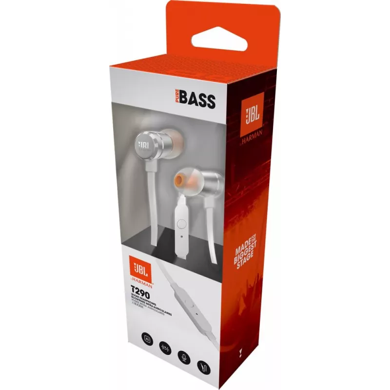 JBL T290 Headset Wired In-ear Calls/Music Silver