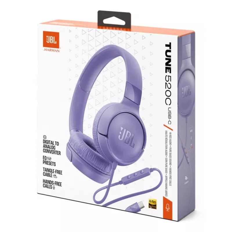 JBL Tune 520C USB-C Headphones Wired Head-band Calls/Music USB Type-C Lilac