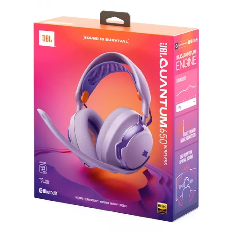 JBL Quantum 650 Headset Wireless Head-band Gaming USB Type-C Bluetooth Purple