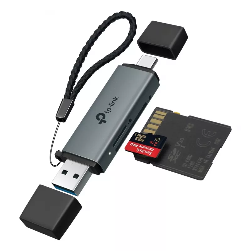 Card reader TP‑LINK UA430D USB 3.1 — MicroSD/SD support, 200 Mbit/s, Black, 75×22.9×9.3 mm