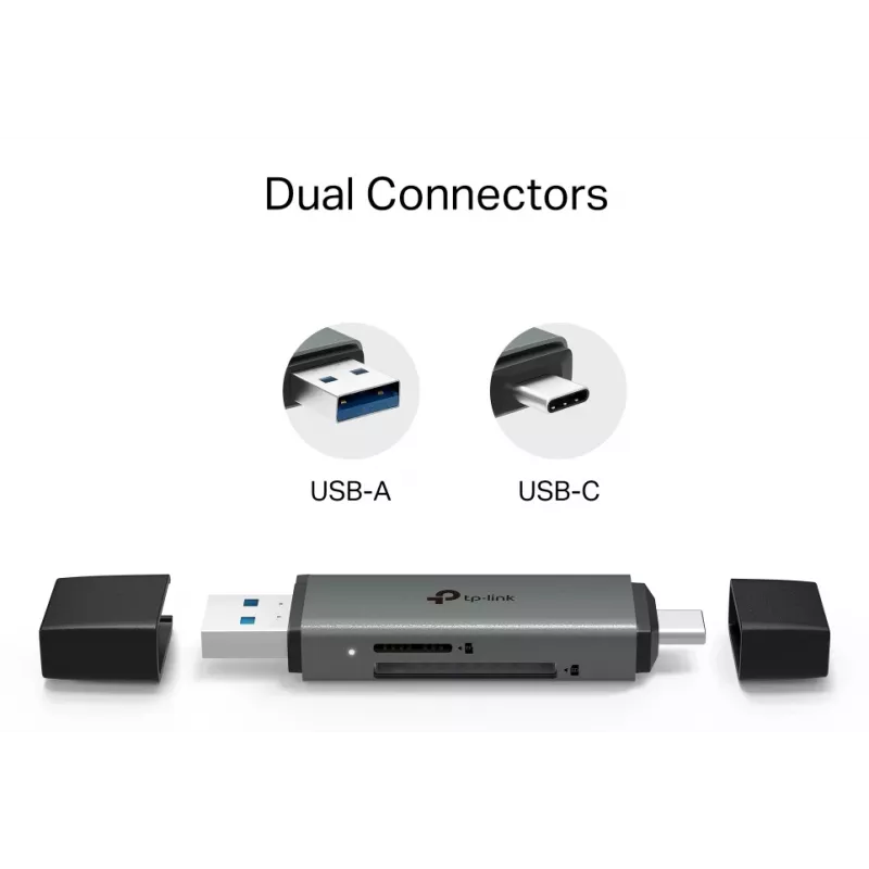 Card reader TP‑LINK UA430D USB 3.1 — MicroSD/SD support, 200 Mbit/s, Black, 75×22.9×9.3 mm